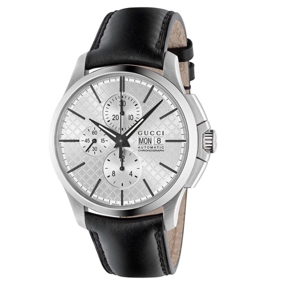 Gucci Other - Gucci Men's Automatic Chrono Black Leather Watch